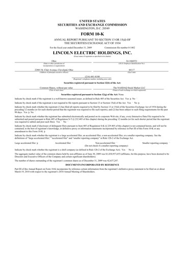 Vorschaubild Lincoln Electric
 10-K Jahresbericht 