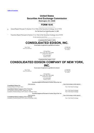 Thumbnail Consolidated Edison 10-K Annual Report 