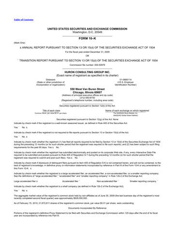 Vorschaubild Huron Consulting 10-K Jahresbericht 