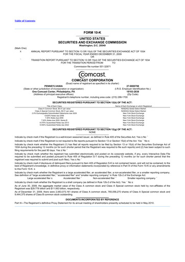 Thumbnail Comcast 10-K Annual Report 