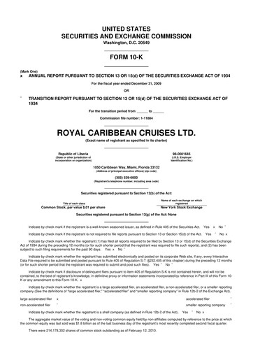 Vorschaubild Royal Caribbean Group 10-K Jahresbericht 