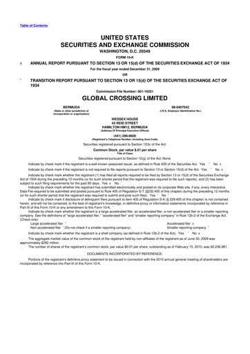 Thumbnail Global Crossing 10-K Annual Report 
