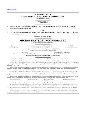 Thumbnail Strategy 
 (MicroStrategy) 10-K Annual Report 