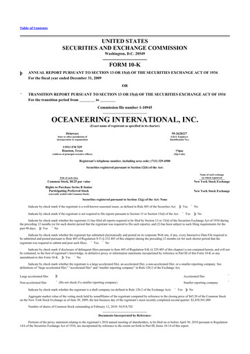 Thumbnail Oceaneering International
 10-K Annual Report 