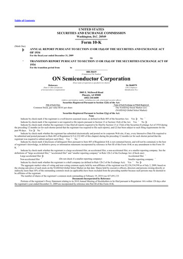 Thumbnail ON Semiconductor 10-K Annual Report 
