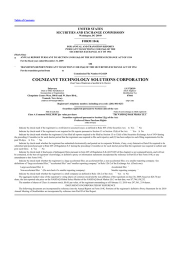 Thumbnail Cognizant Technology Solutions  10-K Annual Report 