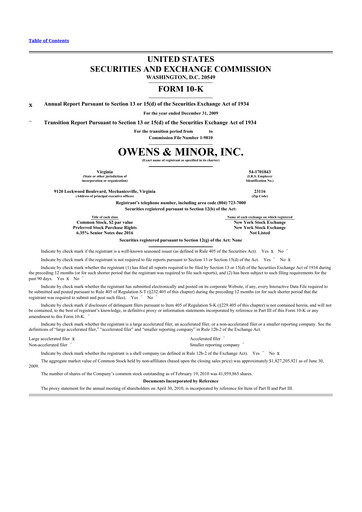 Thumbnail Owens & Minor

 10-K Annual Report 