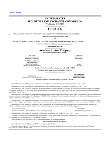 Thumbnail American Express 10-K Annual Report 