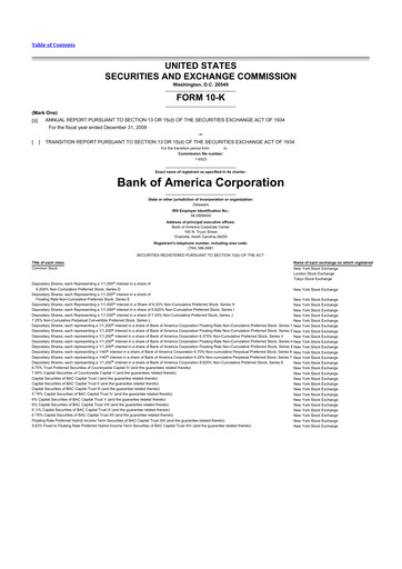 Thumbnail Bank of America  10-K Annual Report 