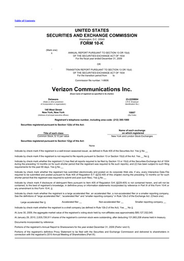 Thumbnail Verizon 10-K Annual Report 