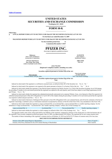 Thumbnail Pfizer 10-K Annual Report 