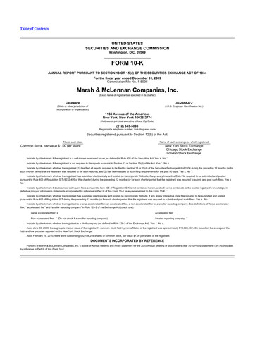 Thumbnail Marsh & McLennan Companies 10-K Annual Report 