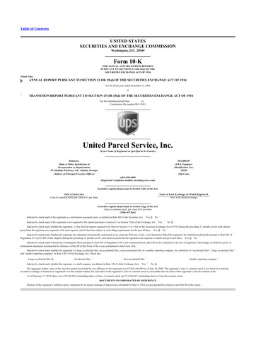 Thumbnail United Parcel Service 10-K Annual Report 