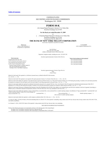 Miniature BNY Mellon (Bank of New York Mellon) 10-K Rapport annuel 