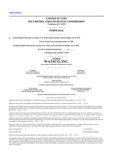 Miniature Watsco
 10-K Rapport annuel 