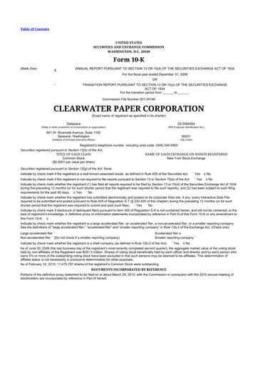 Thumbnail Clearwater Paper 10-K Annual Report 