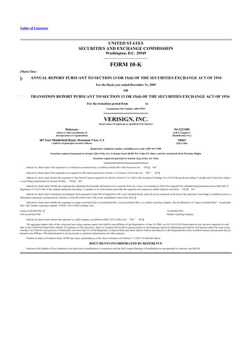 Thumbnail VeriSign 10-K Annual Report 