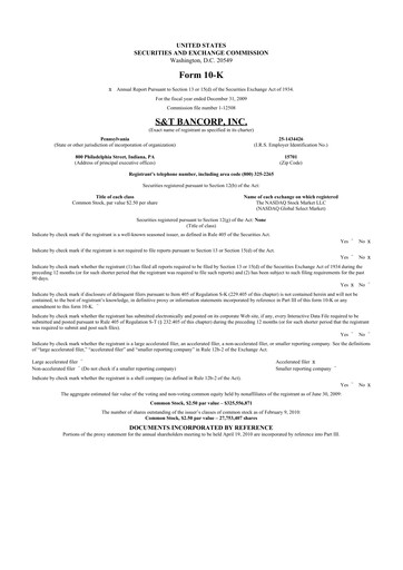 Thumbnail S&T Bancorp 10-K Annual Report 