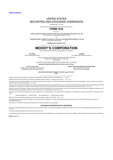 Thumbnail Moody's 10-K Annual Report 