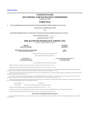Thumbnail Hanover Insurance Group 10-K Annual Report 
