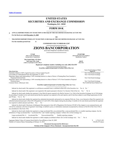 Thumbnail Zions Bancorporation
 10-K Annual Report 