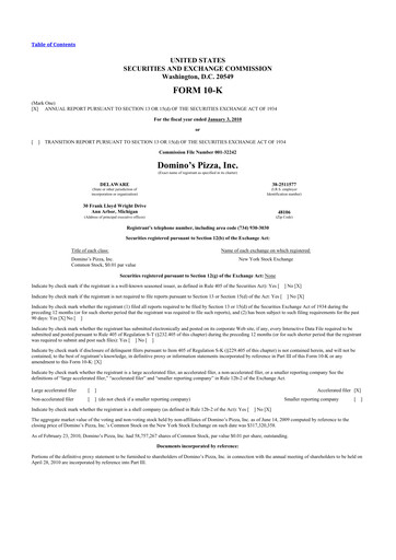 Thumbnail Domino's Pizza 10-K Annual Report 