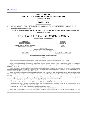 Thumbnail Heritage Financial 10-K Annual Report 