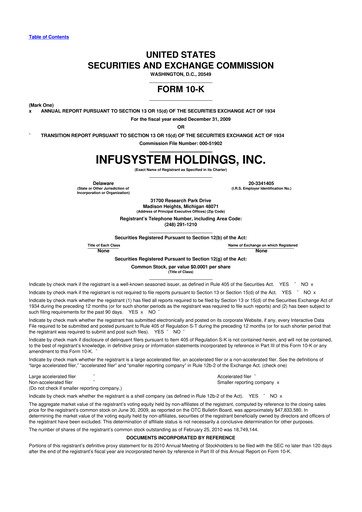 Thumbnail InfuSystem 10-K Annual Report 