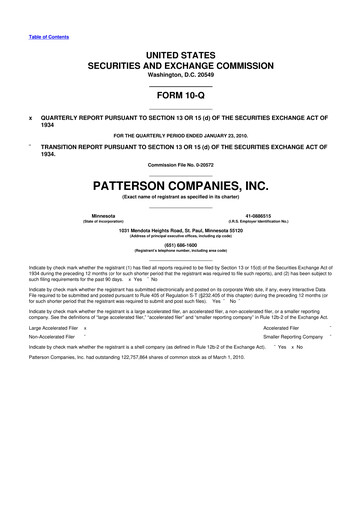 Thumbnail Patterson Companies
 10-Q Quarterly Report FY 