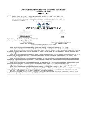 Thumbnail AMN Healthcare Services 10-K Annual Report 