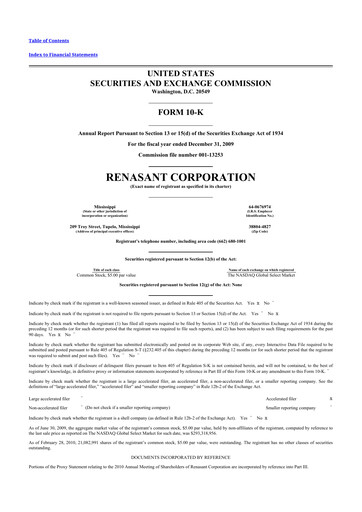 Miniature Renasant Corp 10-K Rapport annuel 