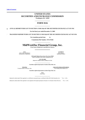 Thumbnail MidWestOne Financial Group
 10-K Annual Report 