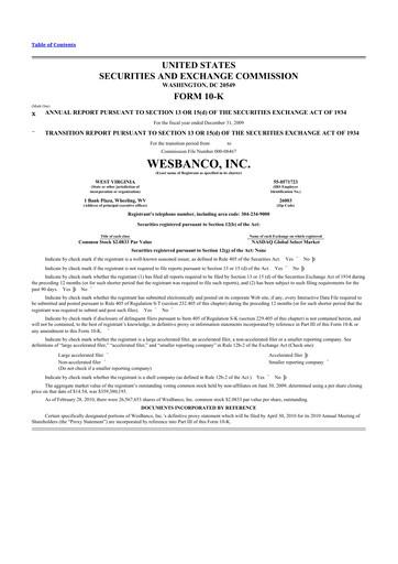 Thumbnail WesBanco 10-K Annual Report 