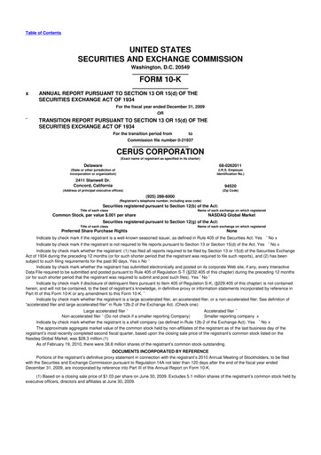 Thumbnail Cerus Corporation 10-K Annual Report 