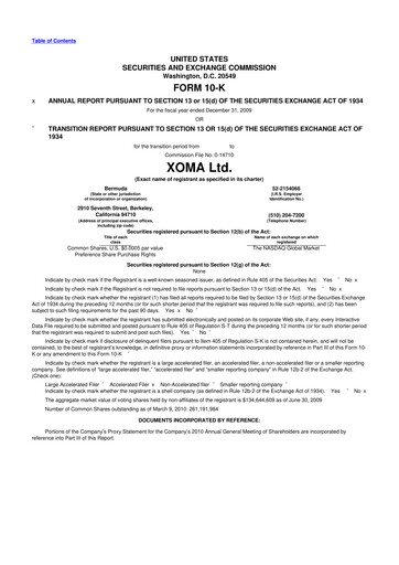 Thumbnail XOMA Royalty 10-K Annual Report 