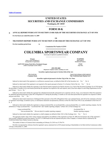 Thumbnail Columbia Sportswear
 10-K Annual Report 