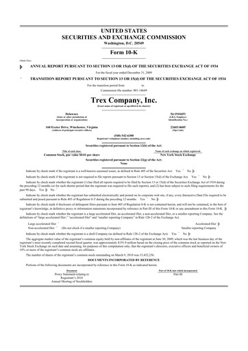 Thumbnail Trex 10-K Annual Report 