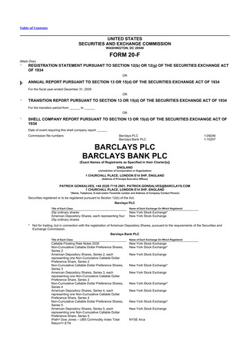 Thumbnail Barclays 20-F Annual Report 