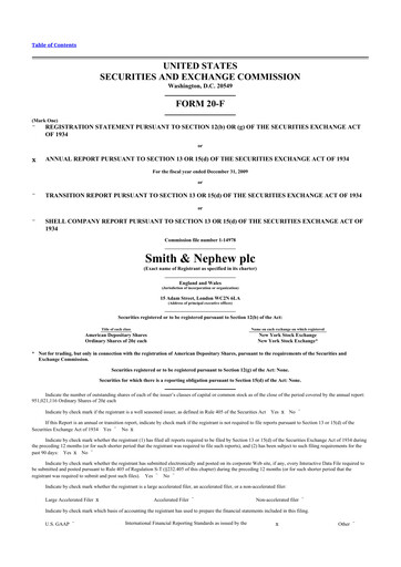 Miniature Smith & Nephew
 20-F Rapport annuel 