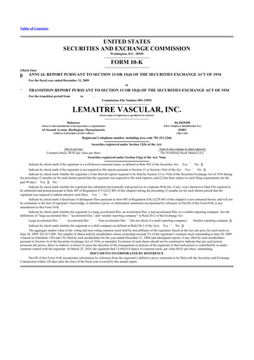 Thumbnail LeMaitre Vascular 10-K Annual Report 