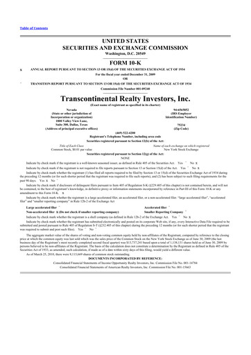 Miniature Transcontinental Realty Investors 10-K Rapport annuel 
