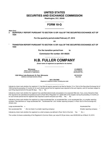Thumbnail H.B. Fuller
 10-Q Quarterly Report FY 