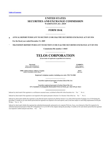 Thumbnail Telos 10-K Annual Report 