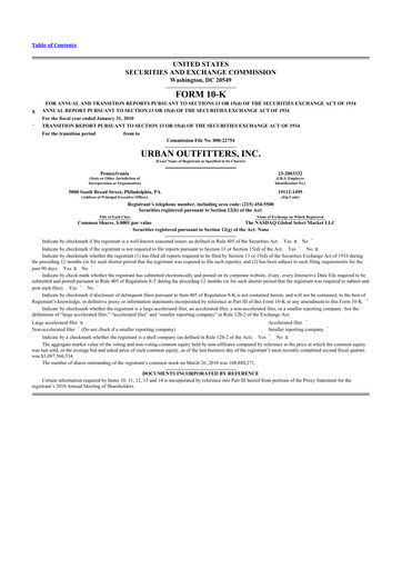 Thumbnail Urban Outfitters
 10-K Annual Report 