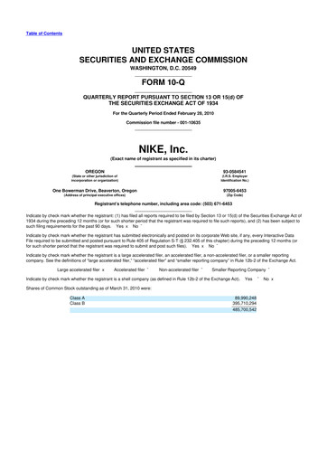 Thumbnail Nike 10-Q Quarterly Report FY 