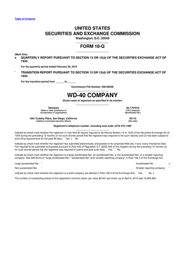 Thumbnail WD-40 Company
 10-Q Quarterly Report FY 