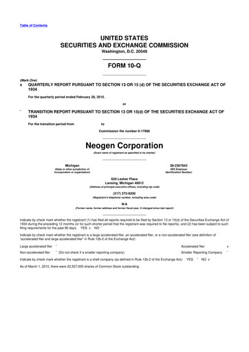 Vorschaubild Neogen 10-Q Quartalsbericht  