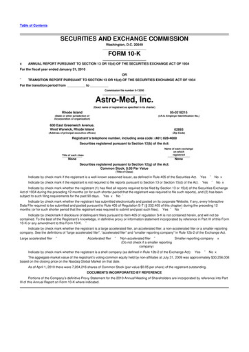 Miniature AstroNova, Inc. 10-K Rapport annuel 