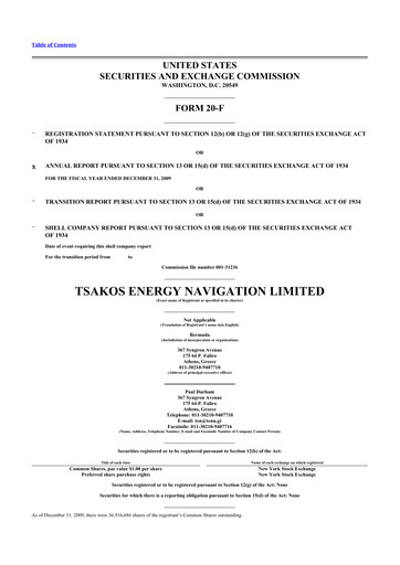 Thumbnail Tsakos Energy Navigation 20-F Annual Report 