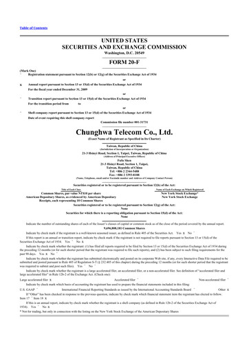 Thumbnail Chunghwa Telecom 20-F Annual Report 